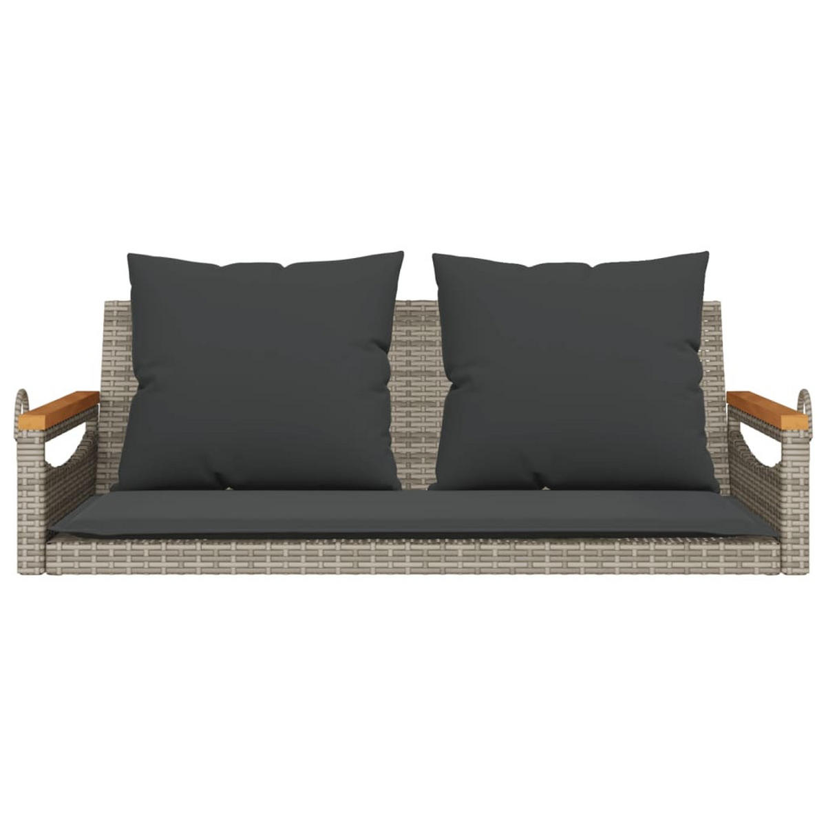 HÄNGEBANK mit Kissen Grau 109x62x40 cm Poly Rattan - Grau, Holz (109/40/62cm) - furnicato