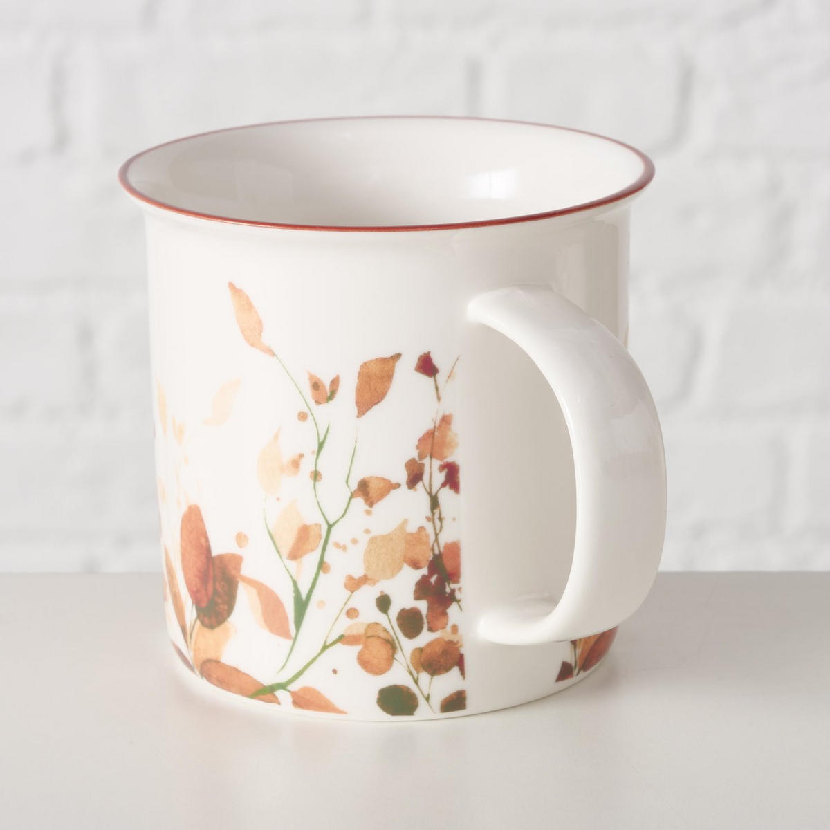 PORZELLANBECHER mit farbigem Rand Bernada Muster 1 320 ml 13/9,5/9 cm - Multicolor, Keramik (0.32L) - Boltze Home
