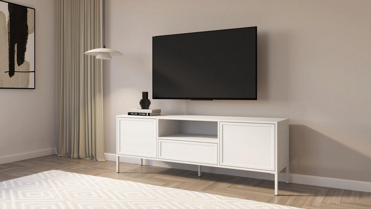 TV-LOWBOARD Velveto 2-türig mit Schublade & Fach, Weiß, 160 cm - Weiß, Holzwerkstoff/Metall (160/57/40cm) - Selsey