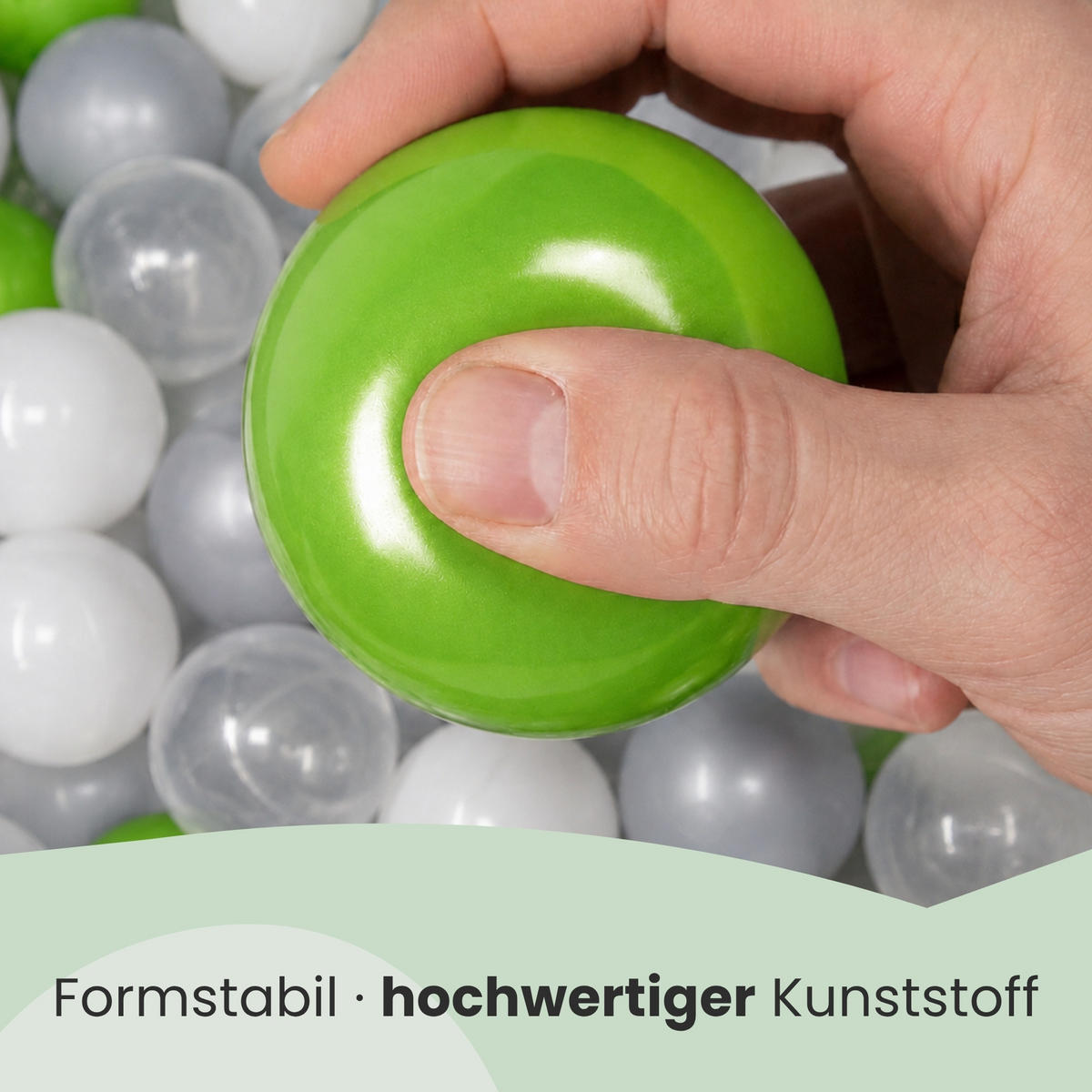 BÄLLEBAD-BÄLLE 200 Stück, Grün/Grau/Weiß/Transparent, 5.5 cm - Grün, Kunststoff (5.5/5.5/5.5cm) - Littletom