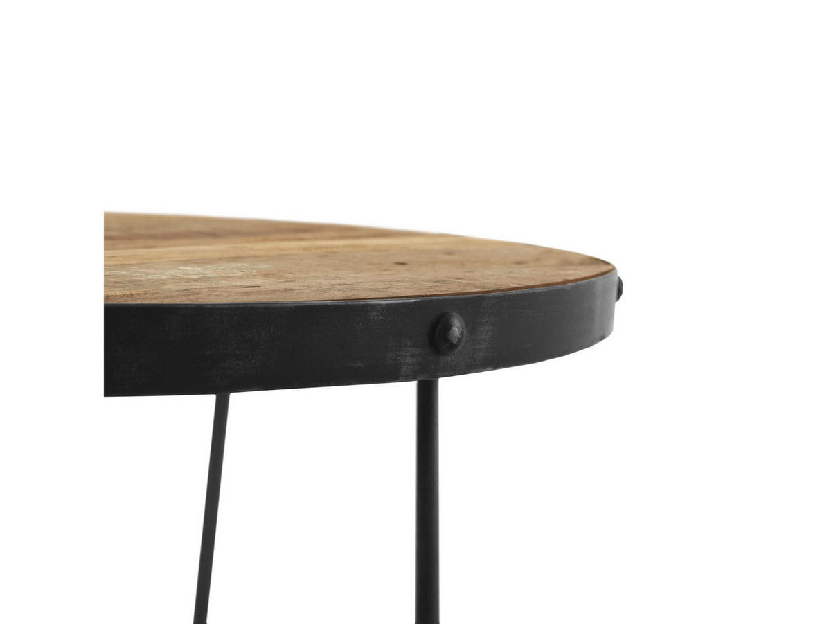 COUCHTISCH Industriel Mangoholz Durchmesser 60 cm Natur - Naturfarben, Holz (60/60/39cm)