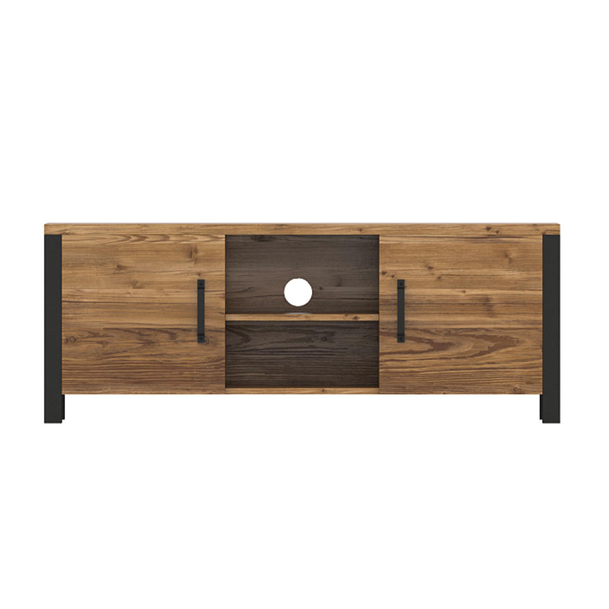 TV-MÖBEL Lyam Holz und Schwarz - Schwarz, Holzwerkstoff (147/57/43cm) - Petits-meubles