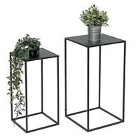 BLUMENHOCKER eckig 2er Set Metall Schwarz 50-60 cm - Schwarz, Metall (32/60/32cm) - DanDiBo