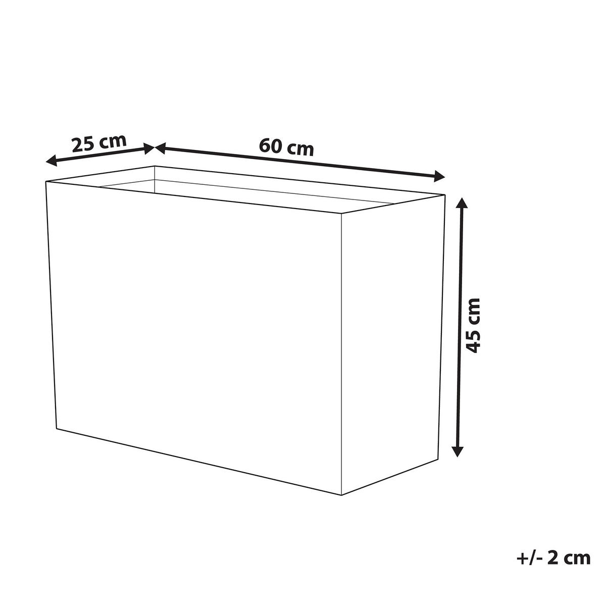 BLUMENTOPF dunkelbraun rechteckig 25/60/45 cm Edessa - Braun, Stein (45cm) - Beliani