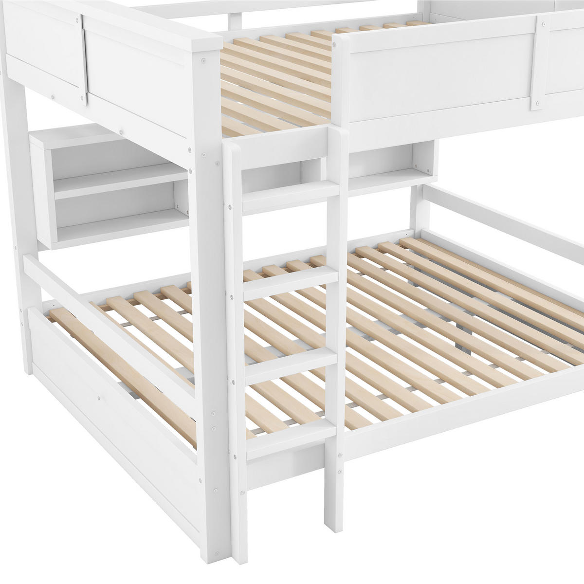 ETAGENBETT 160/200 cm in Weiß mit 6 Schränken und LED - Weiß, Holzwerkstoff (160/200cm) - STILVORA