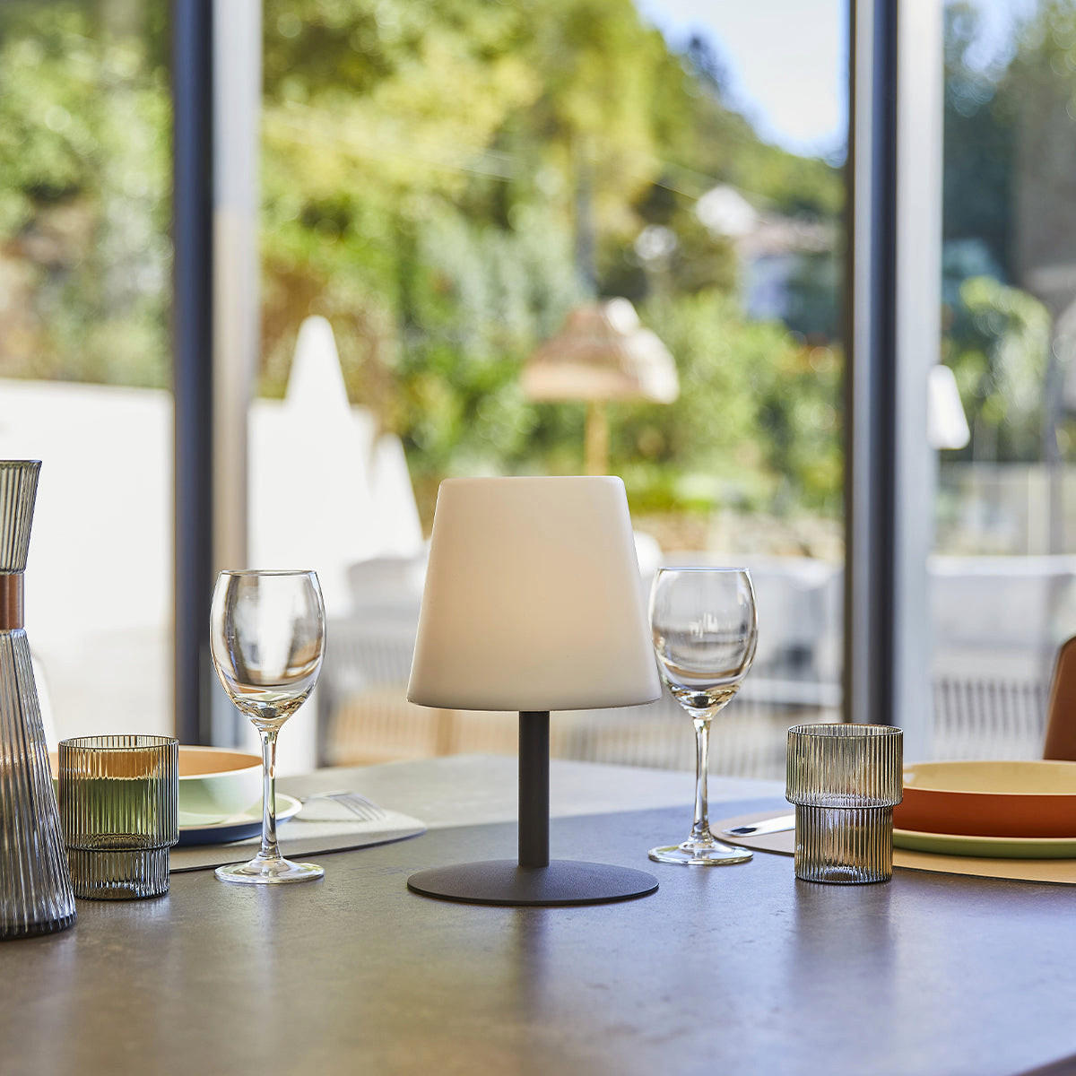 STANDY H25CM Kabellose Tischleuchte - Grau, Metall (18/16/26cm) - Lumisky