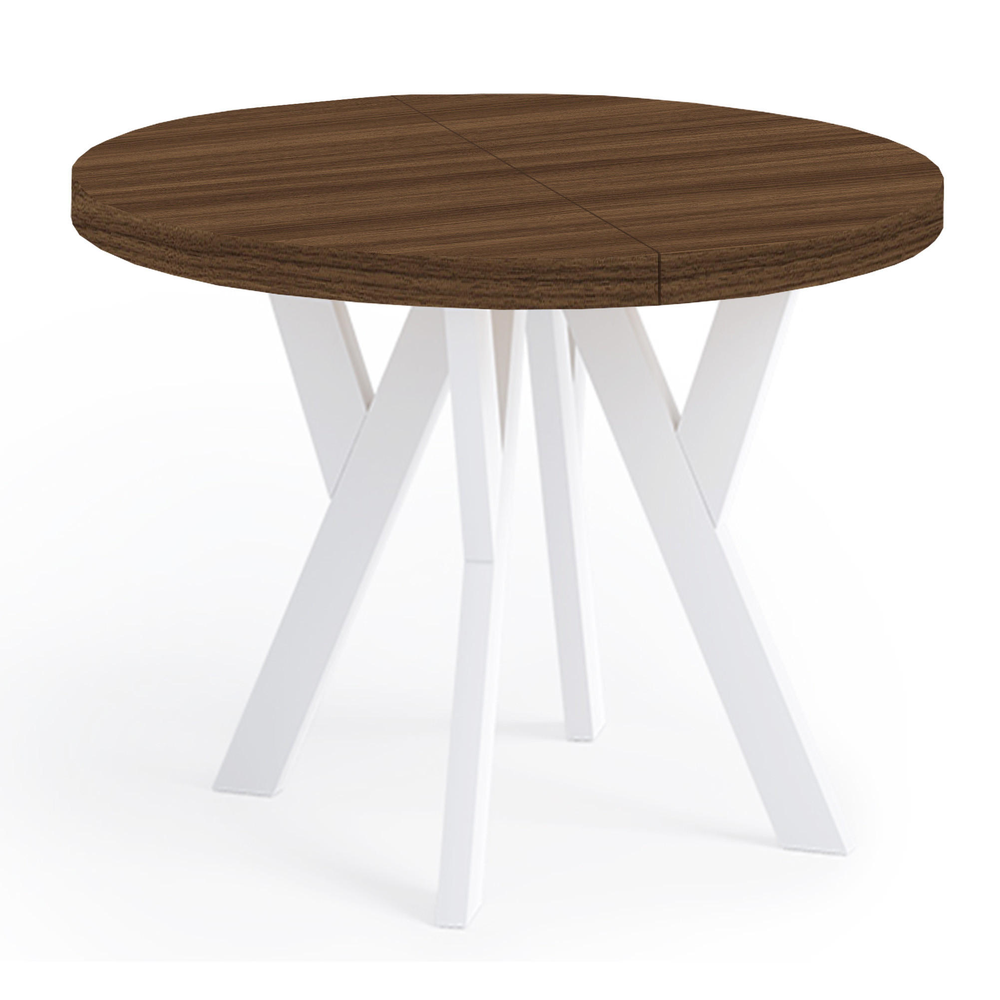 ESSTISCH Runder Ausziehbarer PERO 110/160 Franklin Nuss / Weiß - Dunkelbraun/Weiß, Holz (160/110/77cm) - Dekori_Interiors