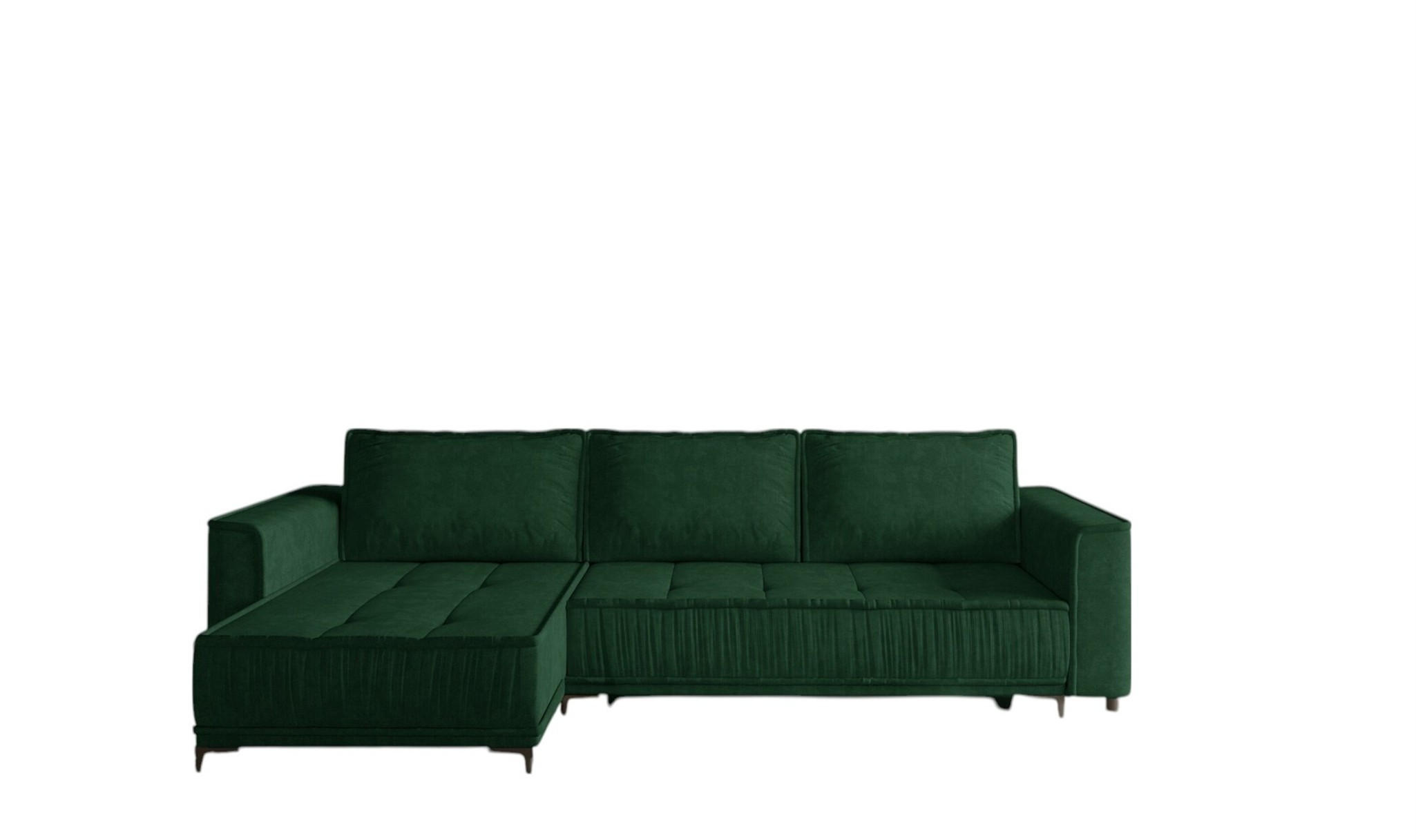 ECKSOFA Juna Mit Schlaffunktion - Grün, Holzwerkstoff/Textil (240/140cm) - Fun Möbel