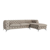 ECKSOFA Chesterfield Laura Dunkle Creme Samt - Silberfarben/Creme, Holz/Textil (305/200cm) - S-Style Möbel