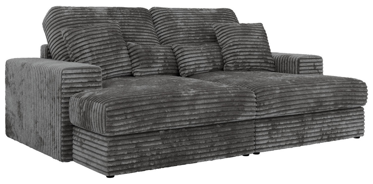 TROJMIESTNA POHOVKA ANERA - Sivá Manšester - čierna/sivá, textil/plast (248/107/163cm) - MKS