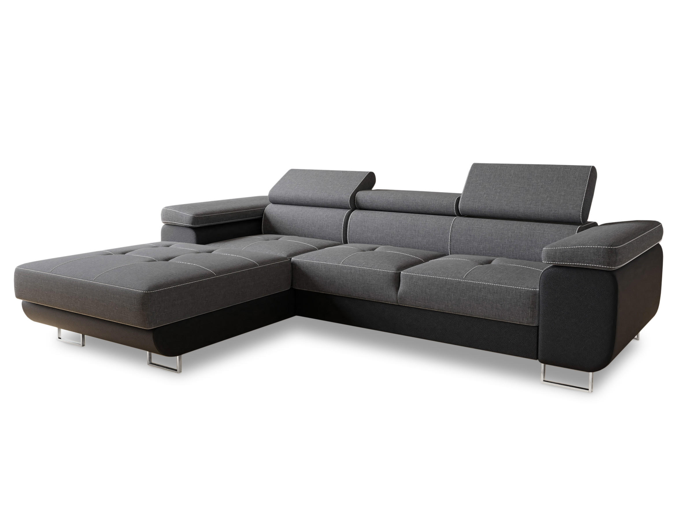 ECKSOFA Divo, Seite: Links - Schwarz/Grau, Holz/Textil (282/204cm) - Sofnet