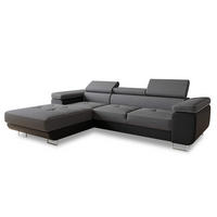 ECKSOFA Divo, Seite: Links - Schwarz/Grau, Holz/Textil (282/204cm) - Sofnet