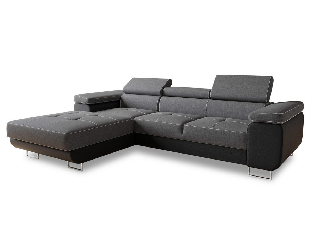 ECKSOFA Divo, Seite: Links - Schwarz/Grau, Holz/Textil (282/204cm) - Sofnet