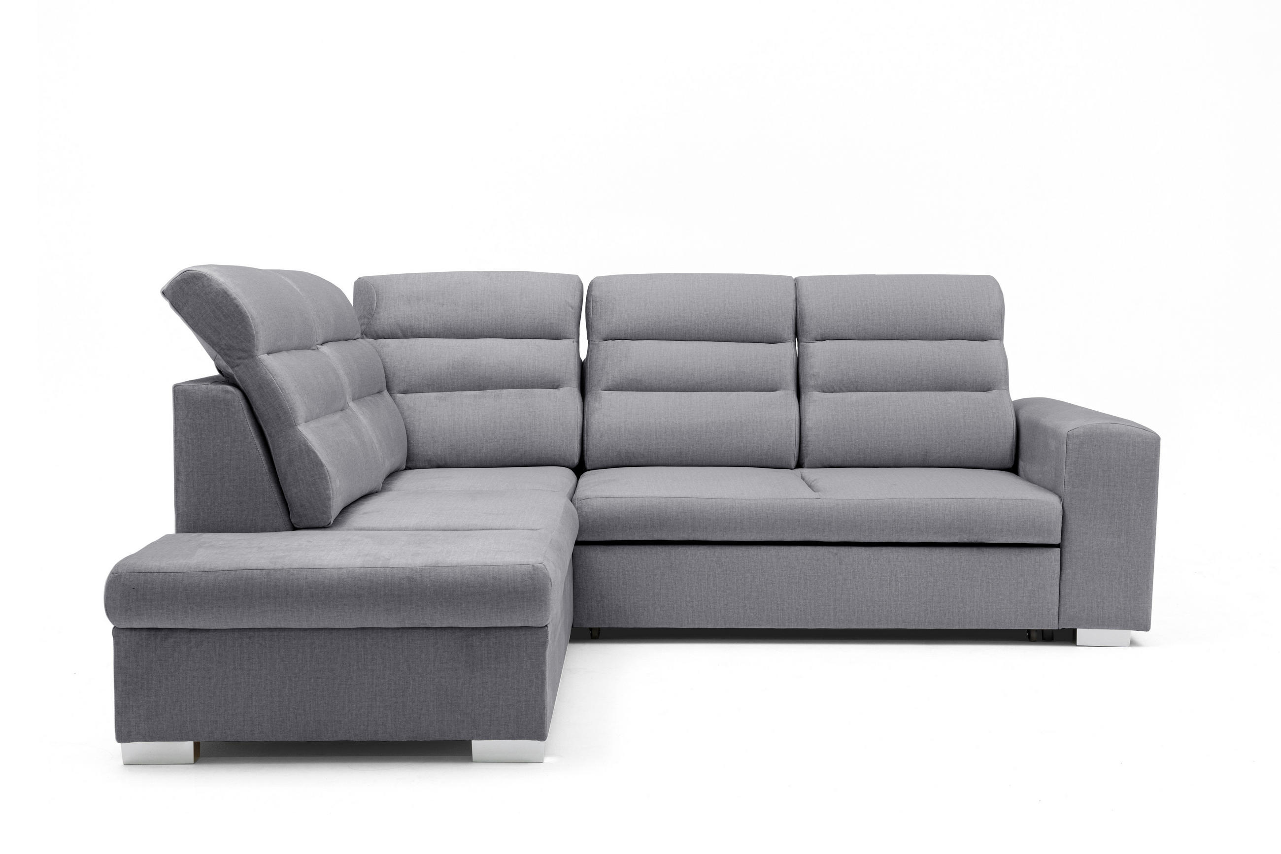 ECKSOFA CLOUD L Links mit Schlaffunktion 120x190 Velours Grau - Chromfarben/Grau, Holz/Kunststoff (202/260cm) - Muffo
