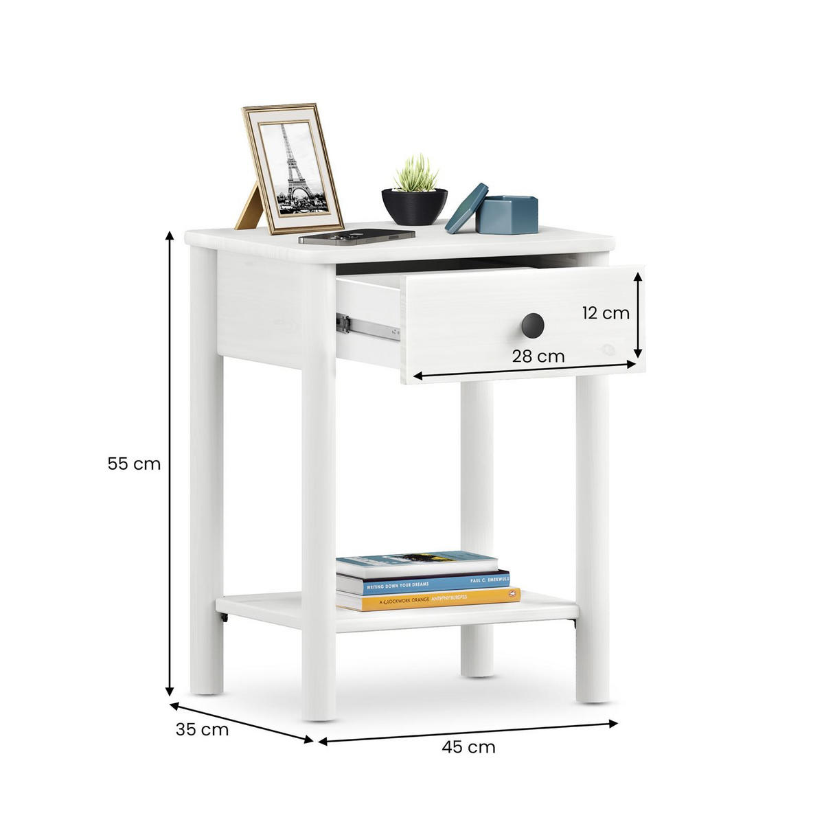 NACHTTISCH APOANA weiß - Weiß, Holz (45/55/35cm) - IDIMEX