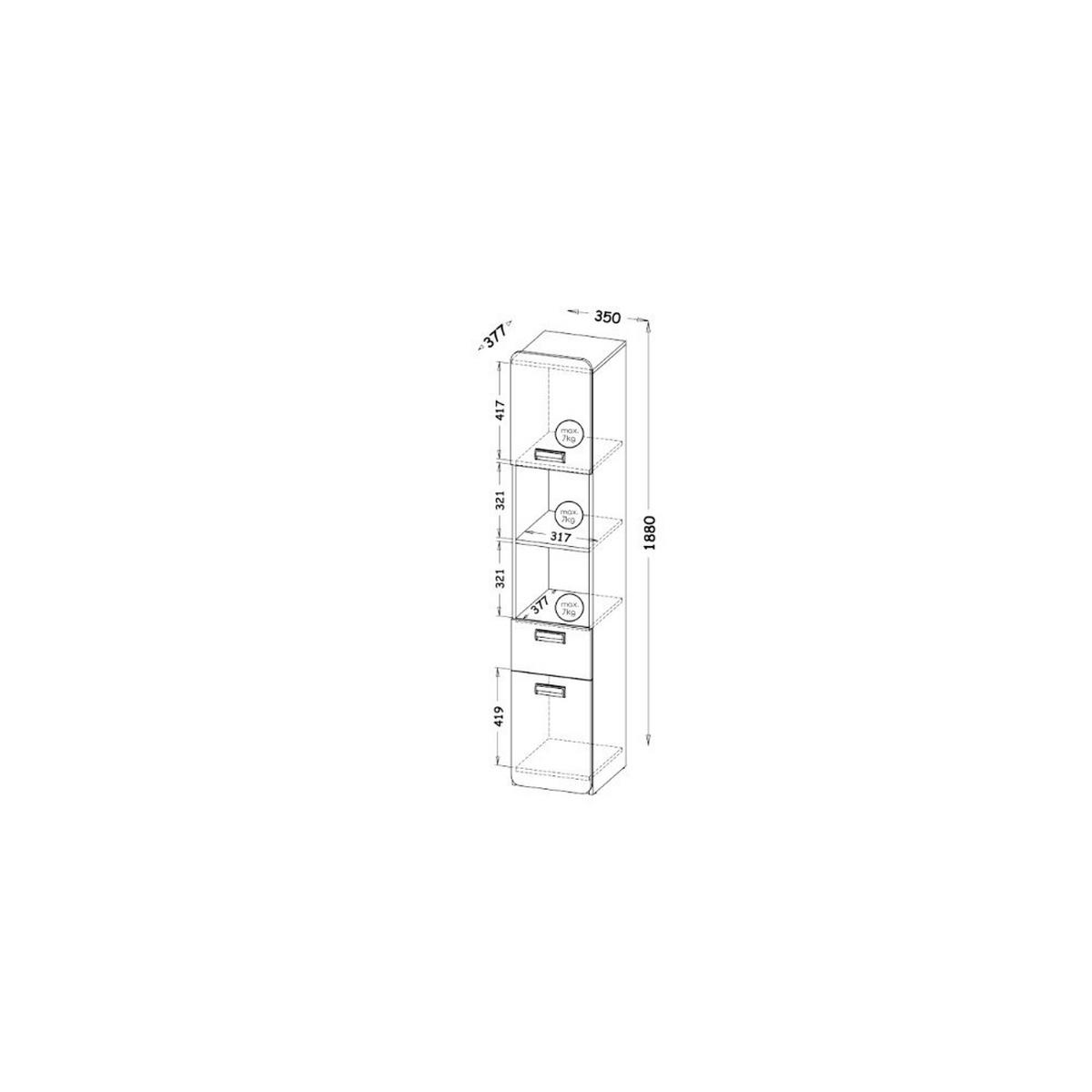 DREHTÜRENSCHRANK MANTI 35/188/37,7cm 2-türig Weiß - Eichefarben/Weiß, Holzwerkstoff (35/188/37.7cm) - MASSENO