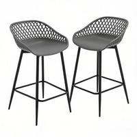 BARHOCKER DE-36183 2er Set mit PP-Sitz Grau - Grau, Metall (47/84.5/48.5cm) - ComfortXL