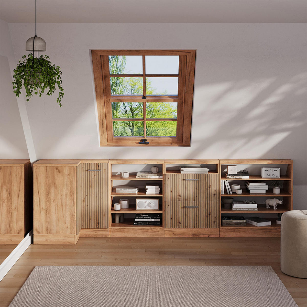 DACHSCHRÄGENSCHRANK ECKSCHRANK Rion Artisan-Eiche/Goldkraft Eiche 75.6 x 81.6 cm mit 1 Tür - Honigeiche/Eiche Artisan, Holzwerkstoff (75.6/81.6/75.6cm) - Vicco