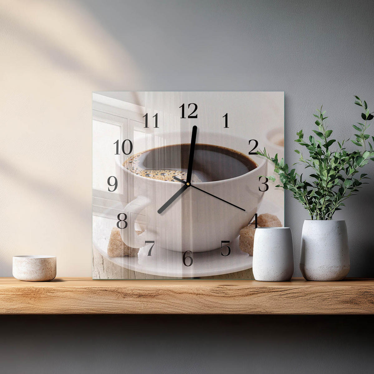 WANDUHR 30x30 cm - Kaffee - Braun, Glas (30/30/0.4cm) - TULUP