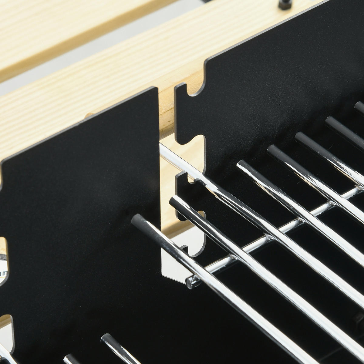 HOLZKOHLEGRILL mit Griff für BBQ, Metall, Schwarz, 113 x 53,5 x 82,5 cm - Schwarz, Metall (53.5/82.5/113cm) - Outsunny