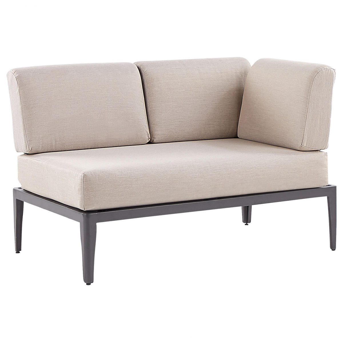 LOUNGE SET 6-Sitzer grau rechtsseitig modular Auflagen beige Rima III - Grau, Metall - Beliani