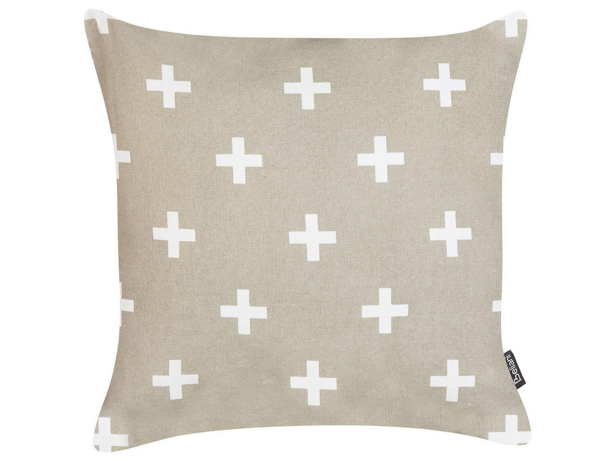 DEKOKISSEN 2er-Set Taupe 45/45 cm Velleia - Taupe/Weiß, Naturmaterialien (45/45cm) - Beliani