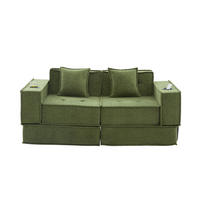 SCHLAFSOFA Zweisitzer mit Schlaffunktion,ausziehbar,Modulares Design,Chenille,Grün - Grün, Textil (162/42/54cm) - LVHOM