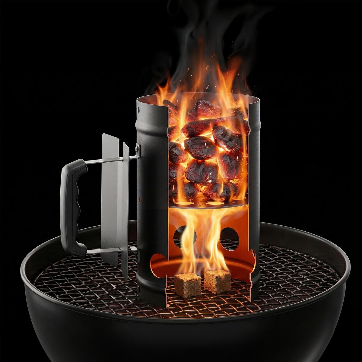 ANZÜNDKAMIN - Schwarz, Kunststoff/Metall (24/27/16cm) - Relaxdays