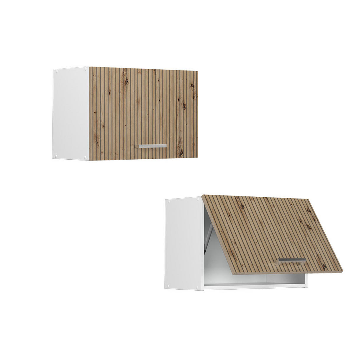 HÄNGESCHRANK R-Line Artisan-Eiche 60 cm Flach - Weiß/Eiche Artisan, Holzwerkstoff (60/40/31cm) - Vicco