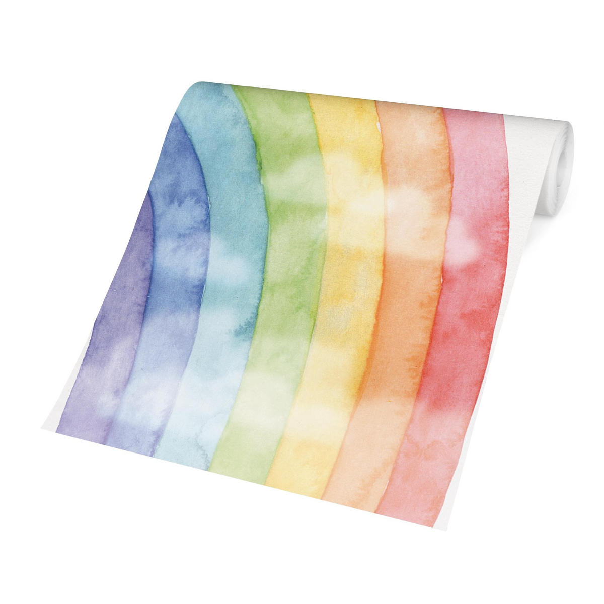 FOTOTAPETE Regenbogen und Wolken Wasserfarben 288/288 cm - Multicolor, Papier (288/288cm) - Bilderwelten