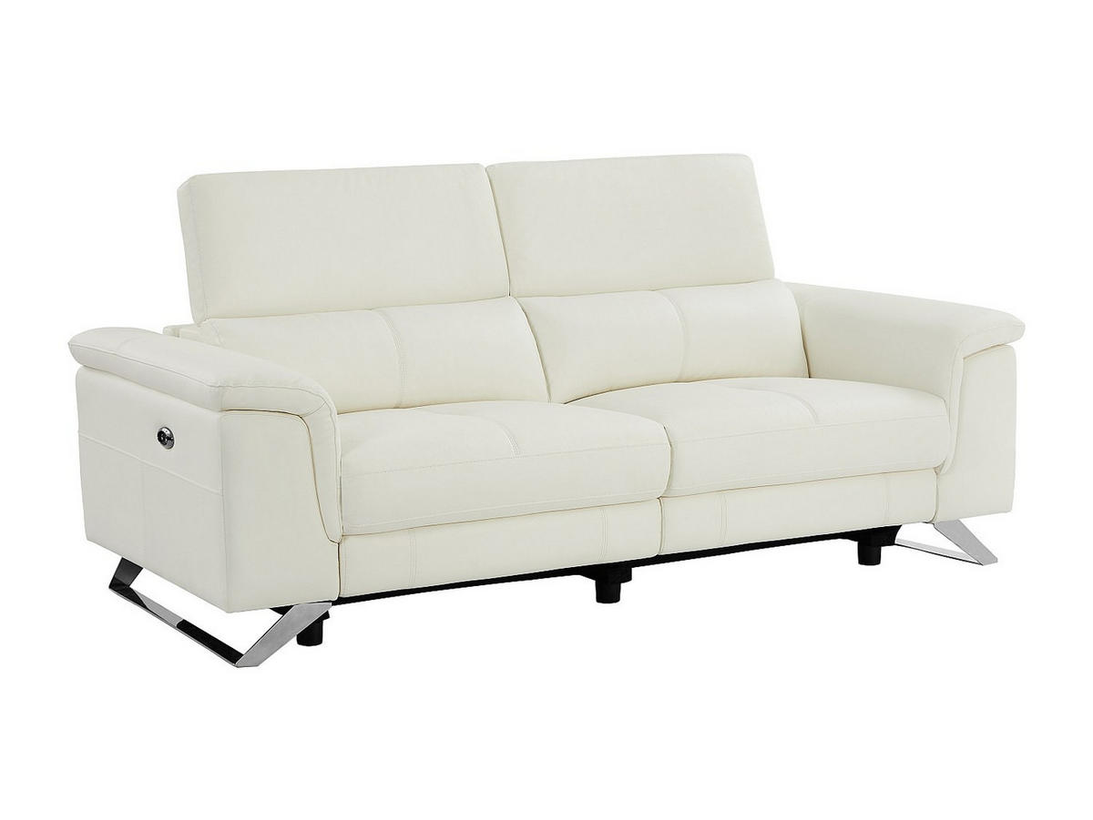 RELAXSOFA - 3 Personen - leder - weiß Breyt - Weiß, Leder (220/77/108cm) - Vente-Unique
