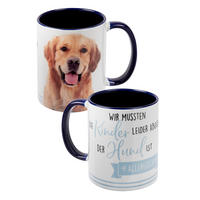 KAFFEEBECHER Hunde Golden Retriever Wir mussten die Kinder leider abgeben Blau 320 ml - Blau, Keramik (0.32L) - United Labels
