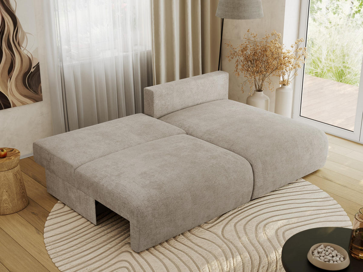 ECKSCHLAFSOFA VIVO L Beige Struktur - rechts - Beige/Schwarz, Kunststoff/Textil (150/223cm) - MKS