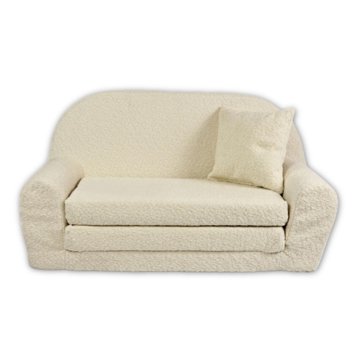 MINI-SOFA David - Ausklappbares Kindersofa aus Teddystoff in beige - Beige, Textil (78/45/104cm) - Fortisline