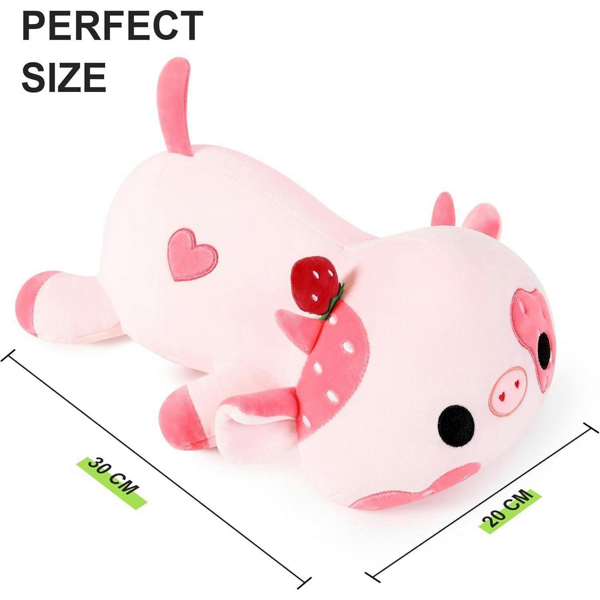 PLÜSCHTIER Kuh, Kawaii Milchkuh Kuscheltier in rosa - Rosa, Textil (20/30cm)
