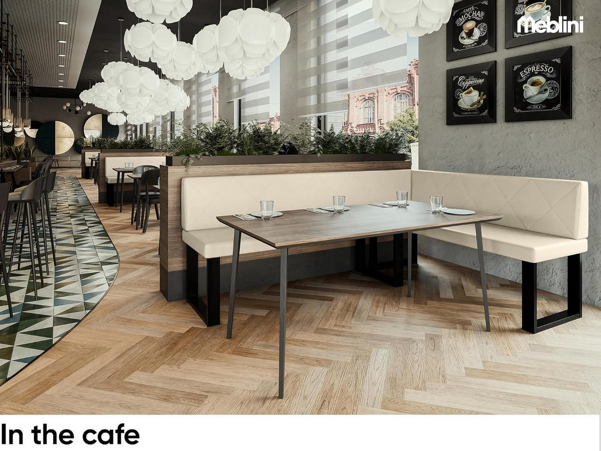 ECKBANK ERIC_U - Creme, Leder (142/196cm) - Meblini