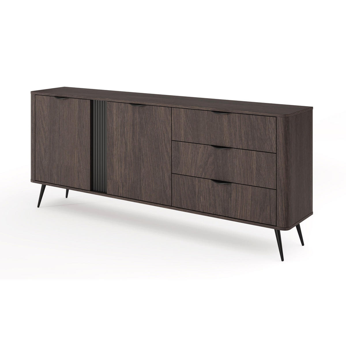HIGHBOARD Veris dub Dunin 113 cm - čierna/tmavohnedá, kov/kompozitné drevo (195.2/81.2/38cm) - Selsey