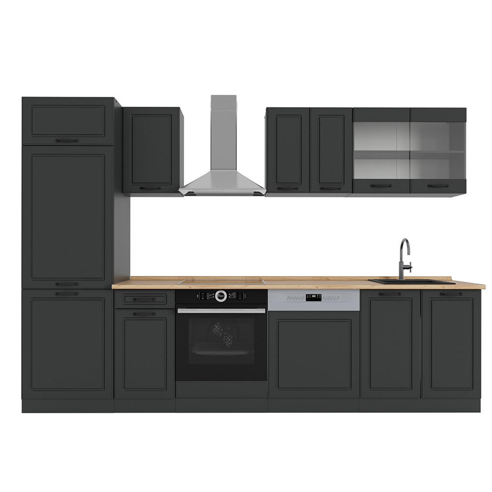 KUHINJSKI BLOK R-Line Antracitna podeželska hiša/antracitna 300 cm , DP Hrast - antracit, leseni material (300/81.6/60cm) - Vicco