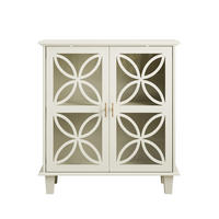 SIDEBOARD aus MDF und Holzwerkstoff 80x38x87 cm Creme mit Hartglastüren, verstellbaren Einlegeböden und Kippschutz - Creme, Holzwerkstoff (80/87/38cm) - Modfu