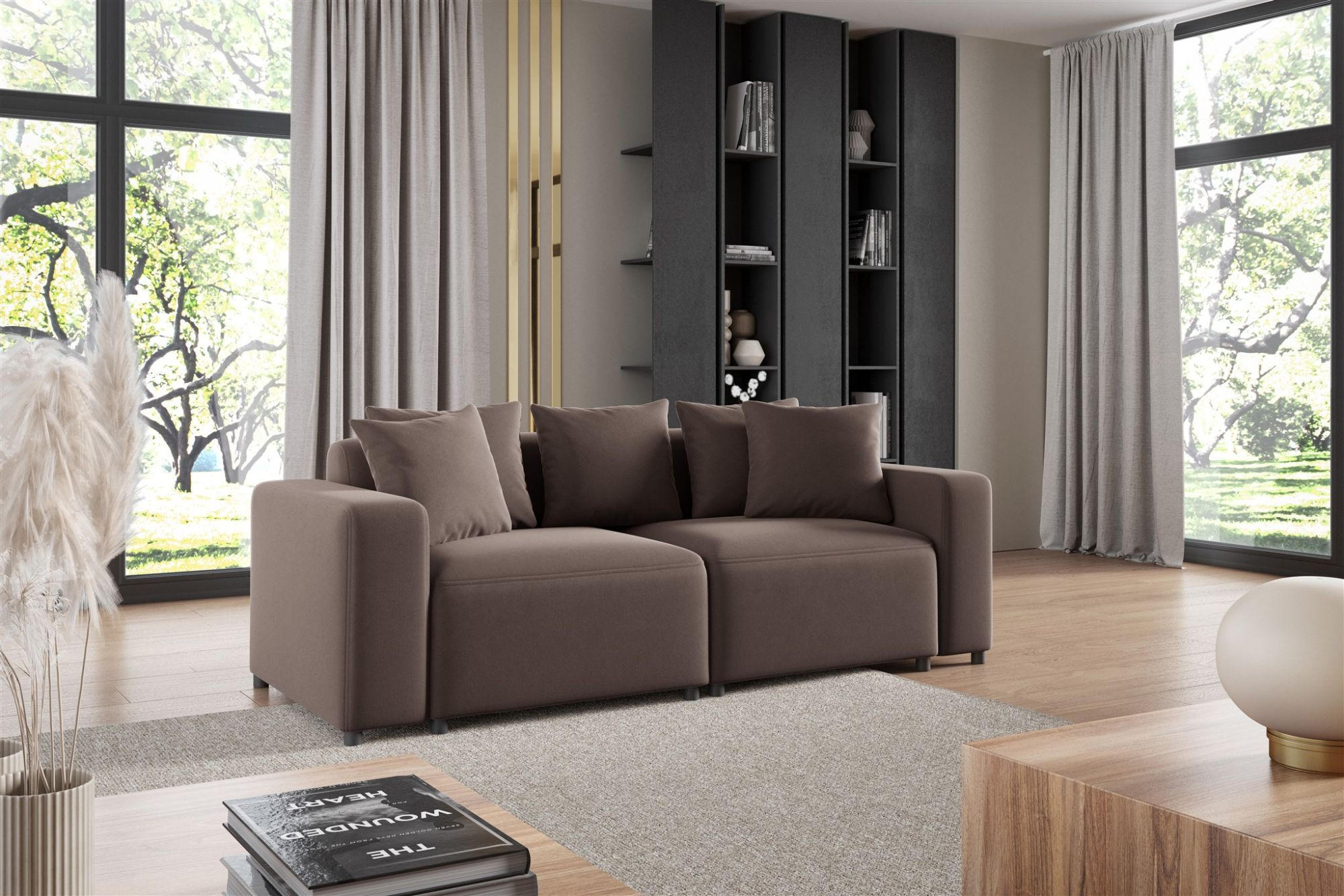 SOFA Megan 2-sitzer In Salvador - Braun, Holzwerkstoff/Textil (236/75/98cm) - Fun Möbel