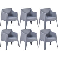 GARTENSTUHL Henri 6er Set 73x57x78cm Kunststoff Grau Stapelstuhl - Grau, Kunststoff (73/78/57cm) - DELUKE