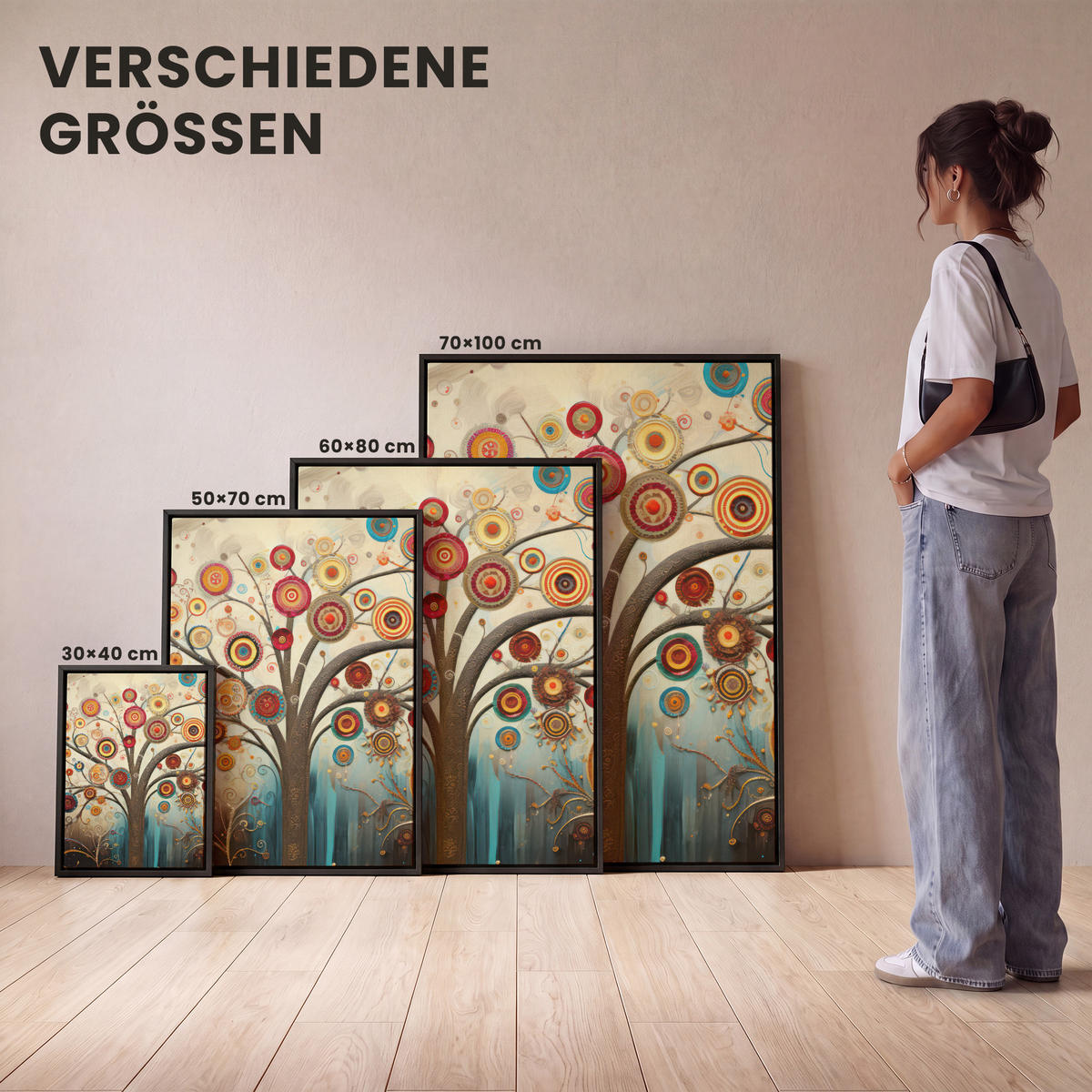 LEINWAND Bilder mit Rahmen - Baum - Baum des Lebens - Farbe - 70x100 - Braun, Textil (70/100cm) - MuchoWow