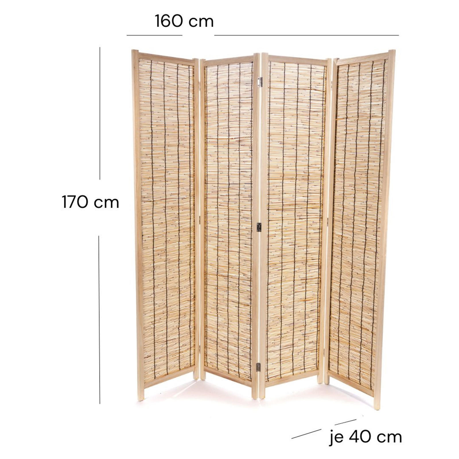 RAUMTEILER Gran Playa 4-teilig Schilfrohr natur - Naturfarben, Holz (160/170/3cm) - CREEDWOOD