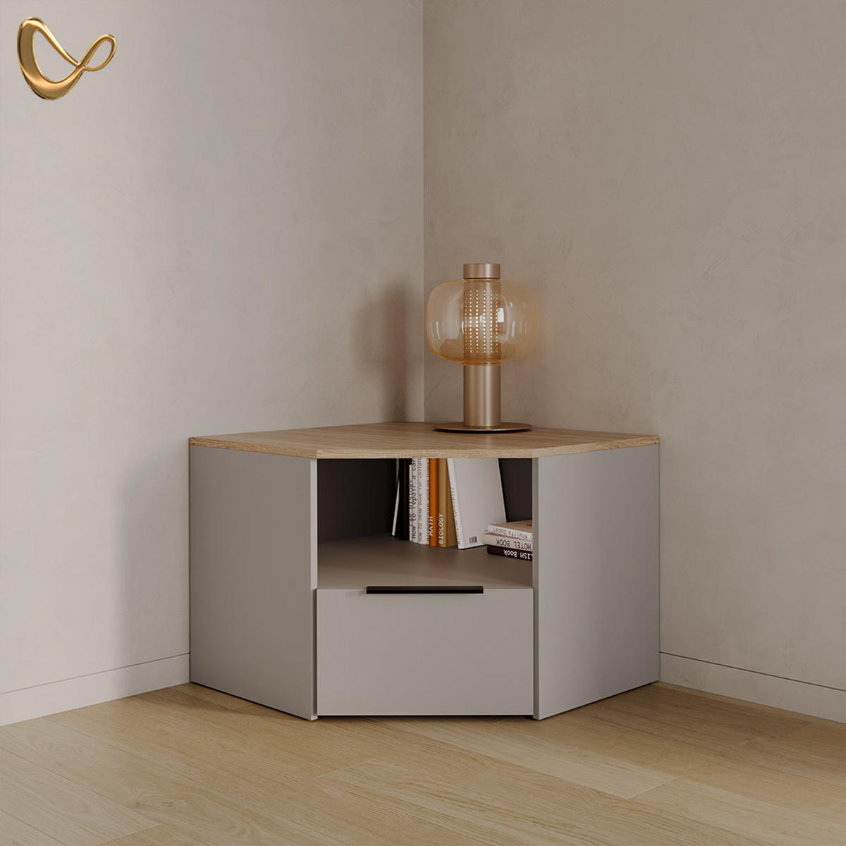 LOWBOARD Piave Greige 68 x 50 cm - Greige, Holzwerkstoff (68/50/68cm) - Livinity®