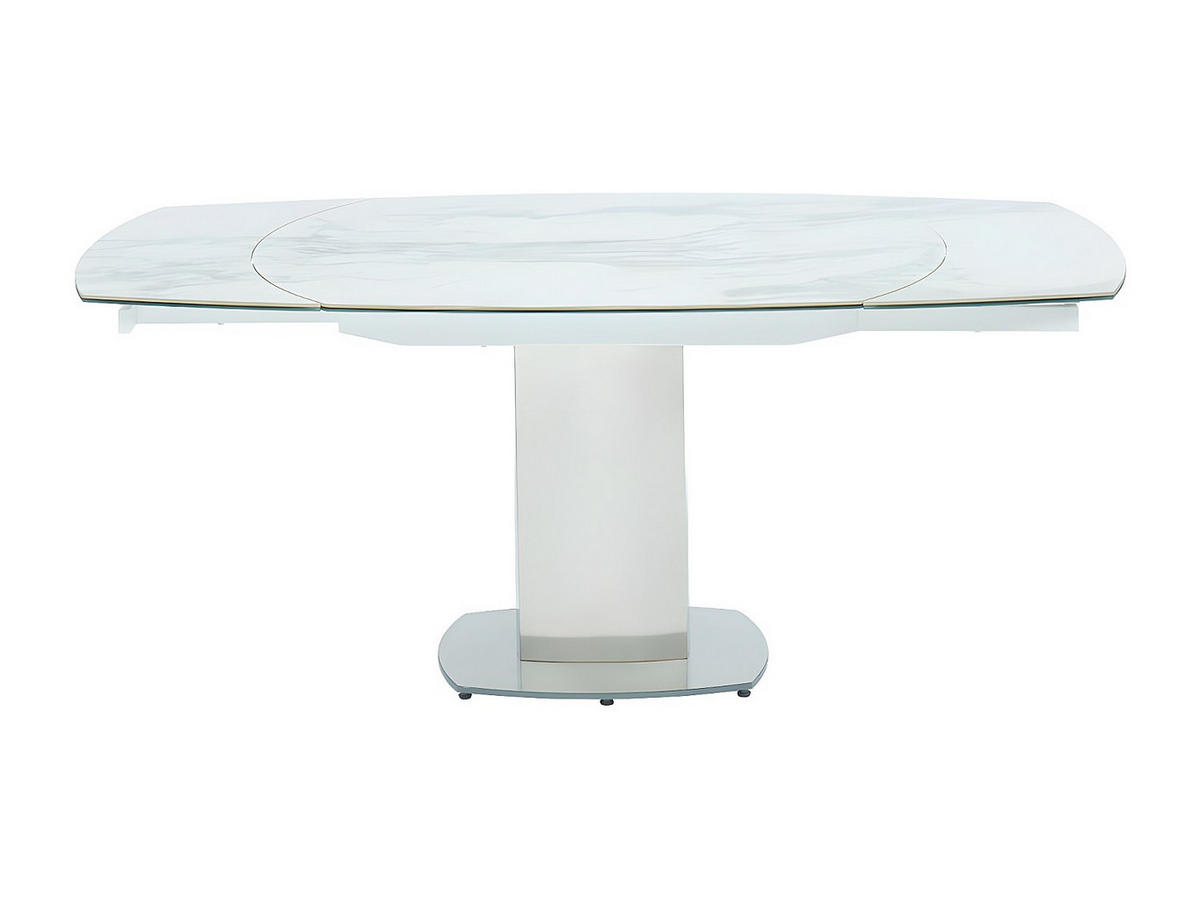 ESSTISCH ausziehbar - 4 bis 6 Personen - Keramik & Stahl - TALICIA - Weiß, Glas (90/180/75cm) - Vente-Unique