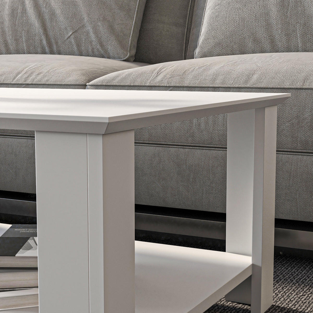 COUCHTISCH Leroy Weiß - Weiß, Holzwerkstoff (90/60/37cm) - Decorotika