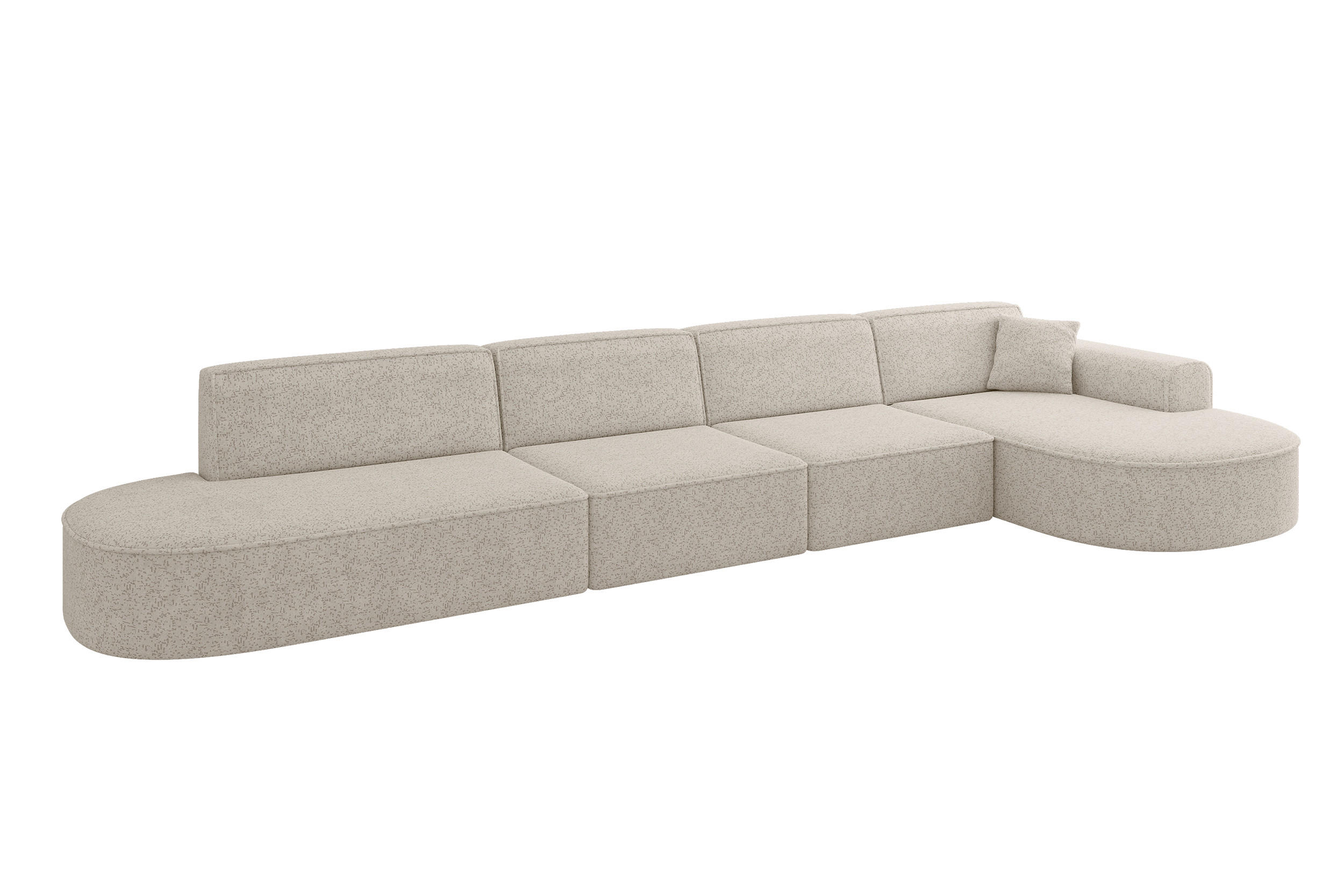 ALTDECOR ROHOVÁ SEDACÍ SOUPRAVA s otomanem vpravo MARI-L3 – 413 × 171 × 79 cm, béžová látka