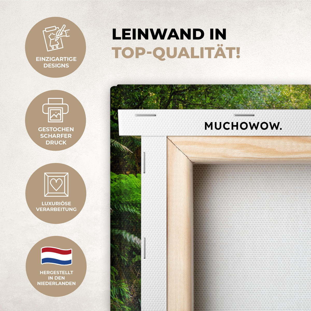 LEINWANDBILD Dschungel - Wasserfall - Australien - Pflanzen - Natur 40x30 cm - Dunkelgrün, Textil (40/30cm) - MuchoWow