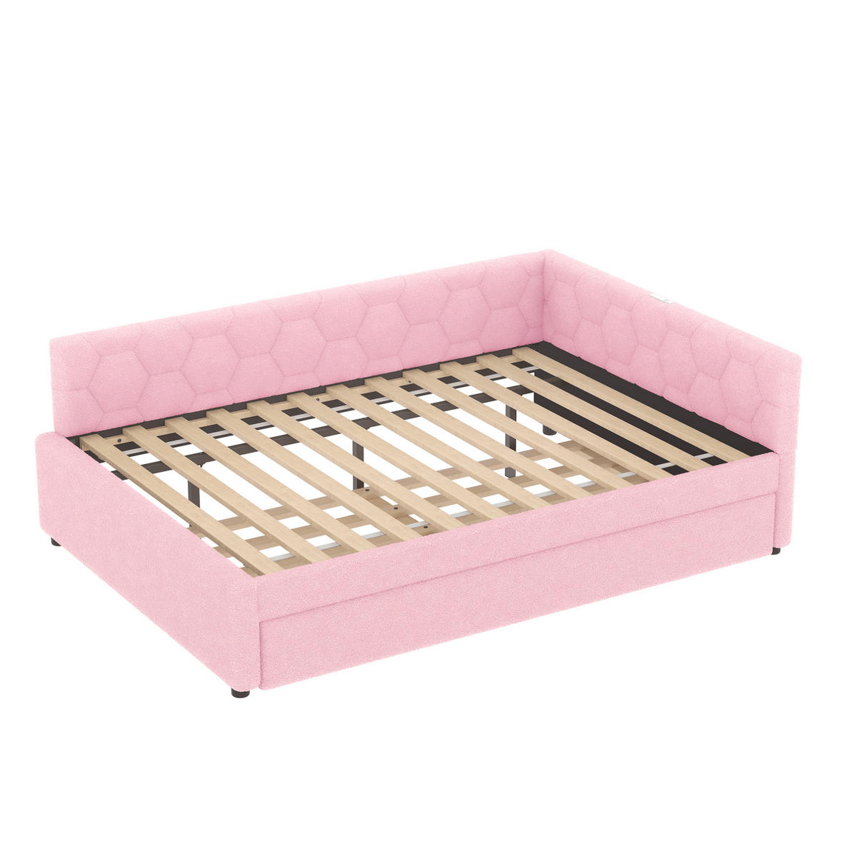 POLSTERBETT aus Samt 140x200 cm in Rosa mit Ausziehbett, USB & Typ-C - Rosa, Textil (140/200cm) - Modfu