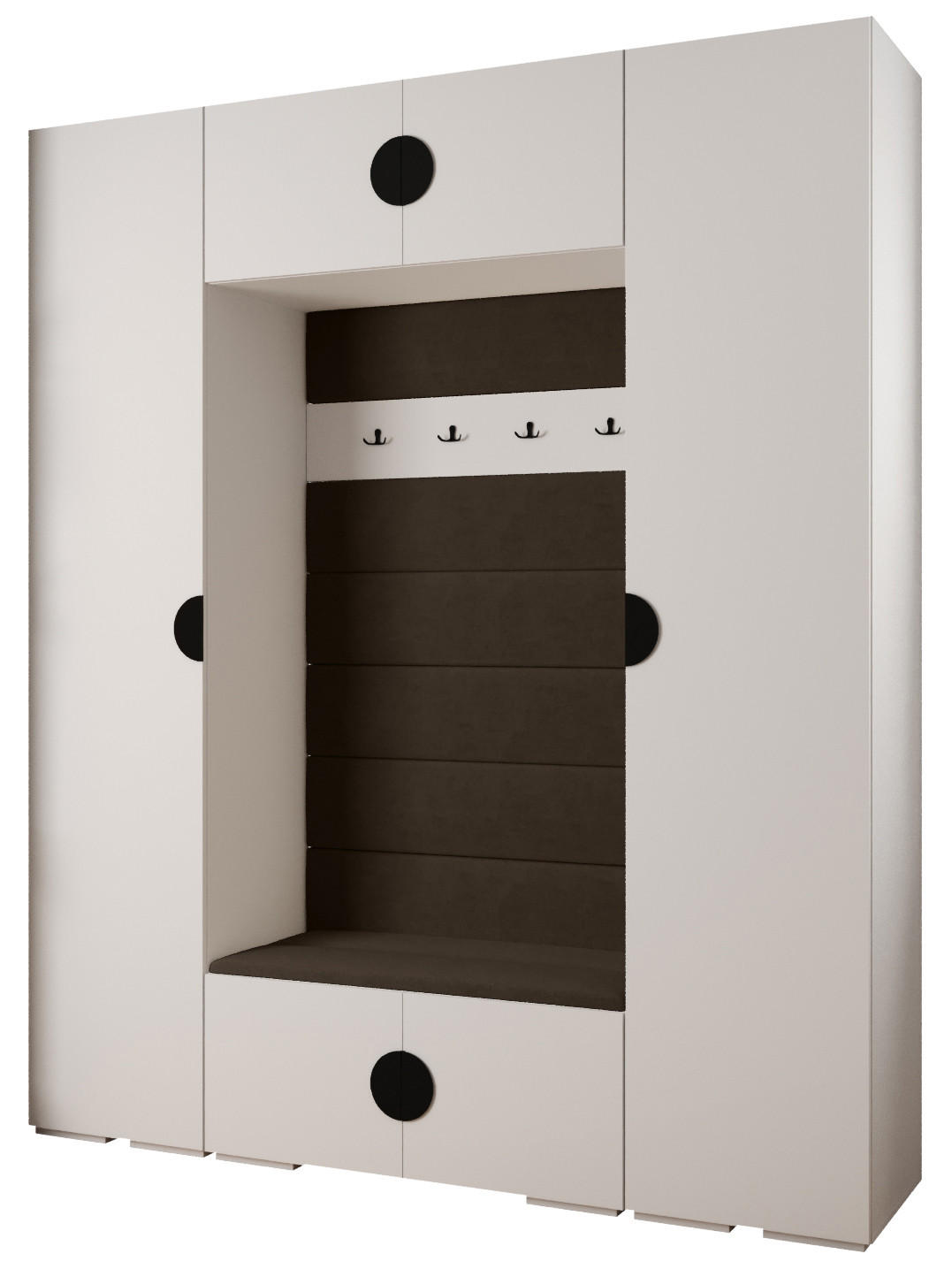 GARDEROBEN-SET 236,7/200/47 - Schwarz/Weiß, Holz/Kunststoff (200/236.7/47cm) - Abiks Möbel